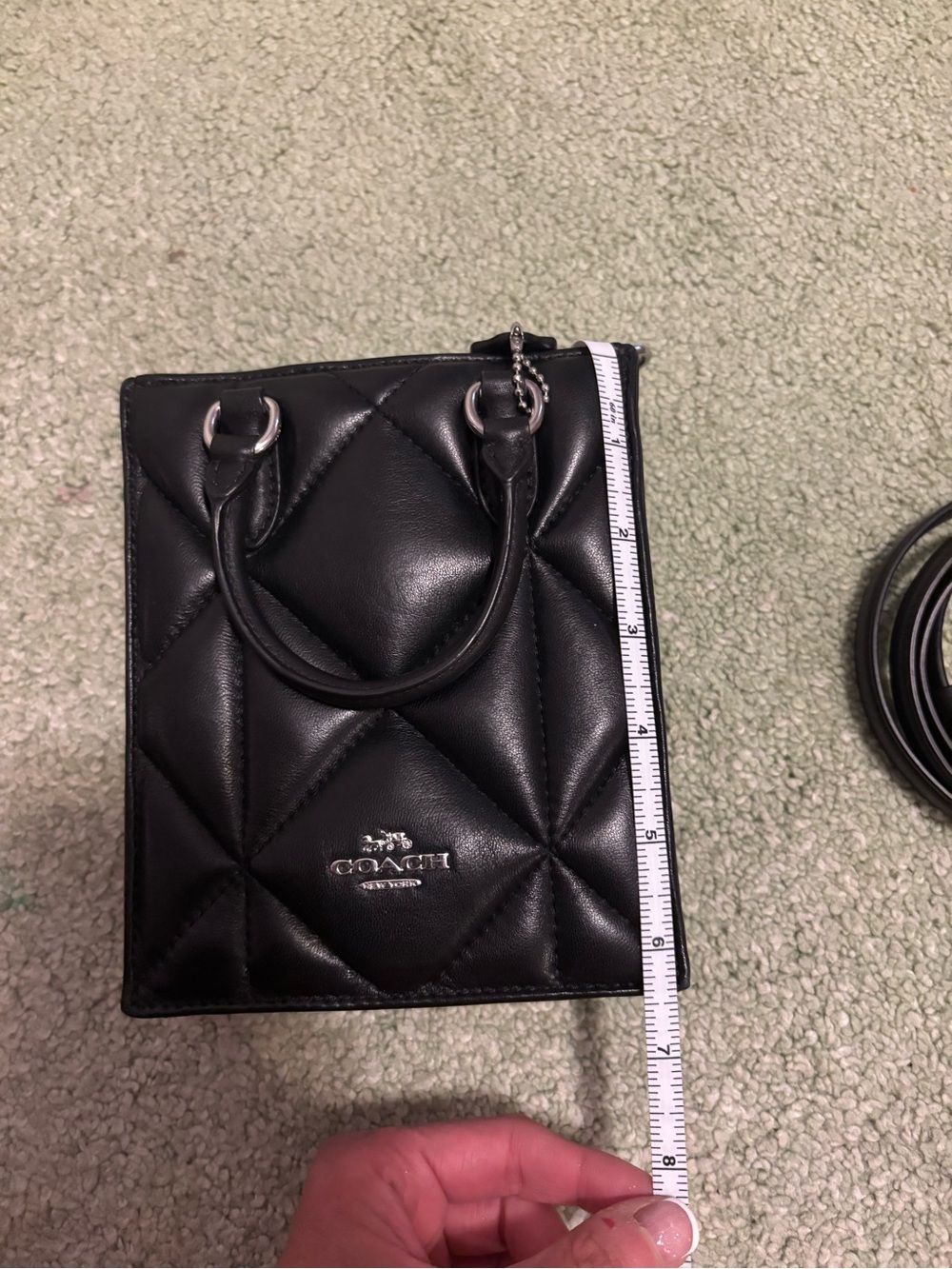 Coach Black Quilted Mini Handbag with Logo Charm - Picture 8 of 10